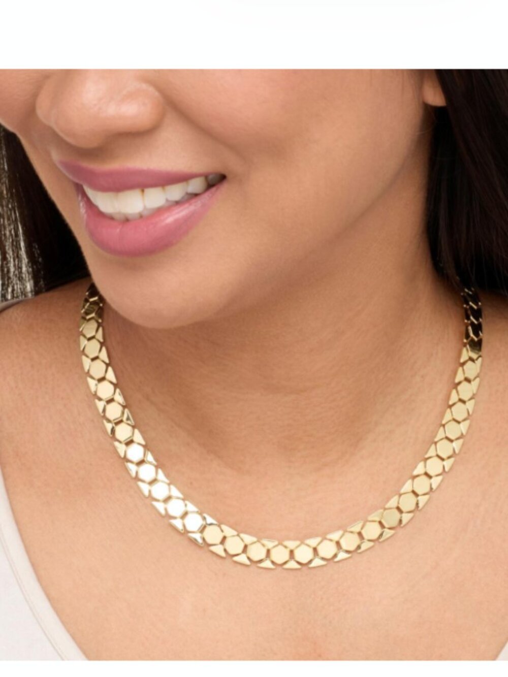 Bellezza 18" Bronze Diamond-Cut Geometric Link Necklace